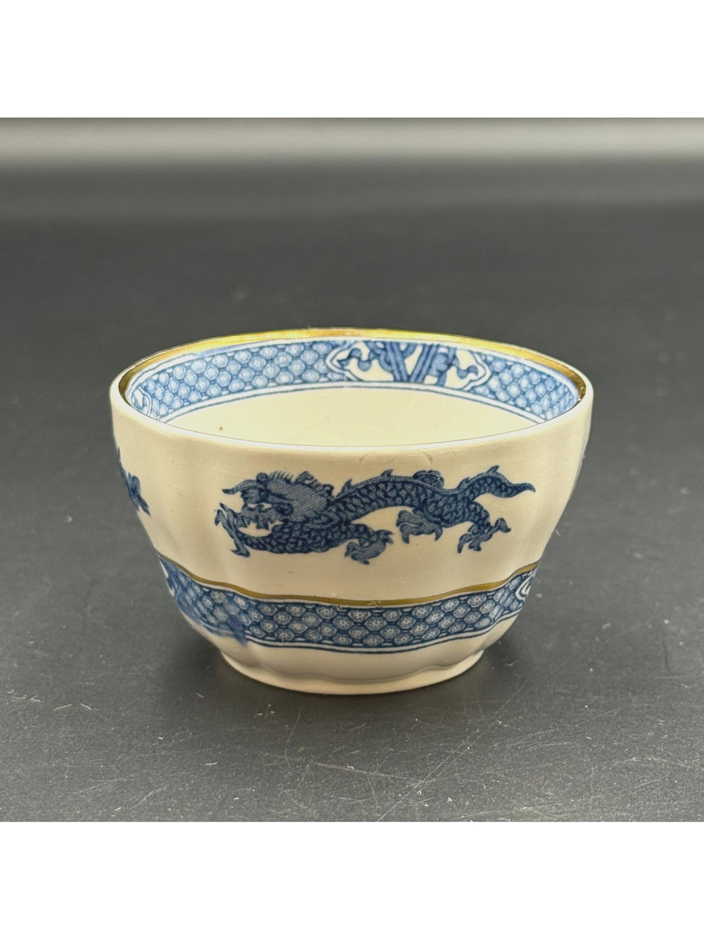 Vintage Booths Blue Dragon Porcelain Sugar Bowl Gilded Gold Trim
